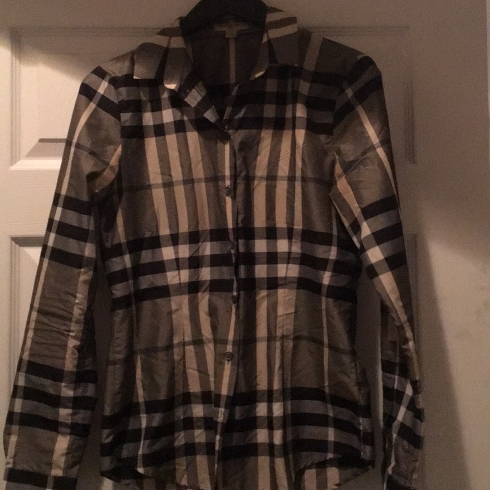 Large Check Burberry Button Up
